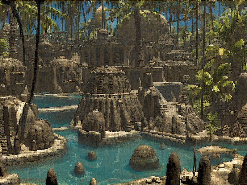 crypt, palms, lagoon landscape in p1xriven style <lora:add_detail:1>